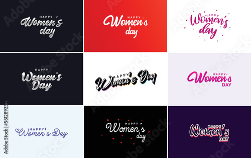 Set of Happy International Woman s Day signs. emblems. and design elements vector collection of signs. labels. and badges
