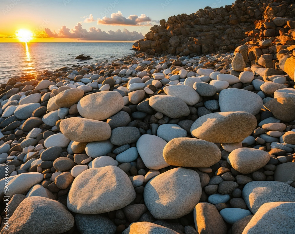 pile of rocks, beautiful sunset over the sea pile of rocks, beautiful sunset over the sea
