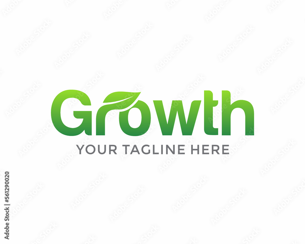 Grow logo design lettering vector template