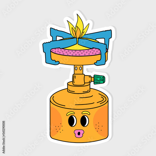 Sticker of a gas tourist burner in orange color y2k