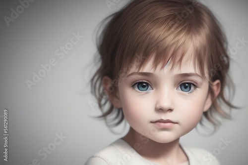 portrait of a little girl, Generative Ai.