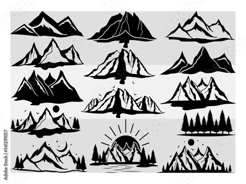 Mountains SVG, Mountain And Trees, Forest, Silhouette, Travel, Landscape, Outdoor