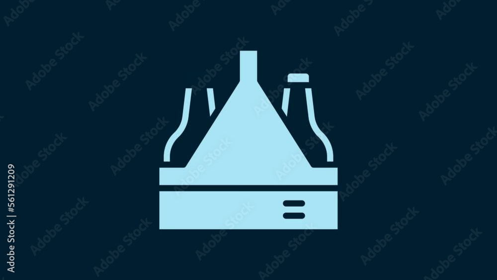 White Pack of beer bottles icon isolated on blue background. Case crate beer box sign. 4K Video motion graphic animation White Pack of beer bottles icon isolated on blue background. Case crate beer box sign. 4K Video motion graphic animation