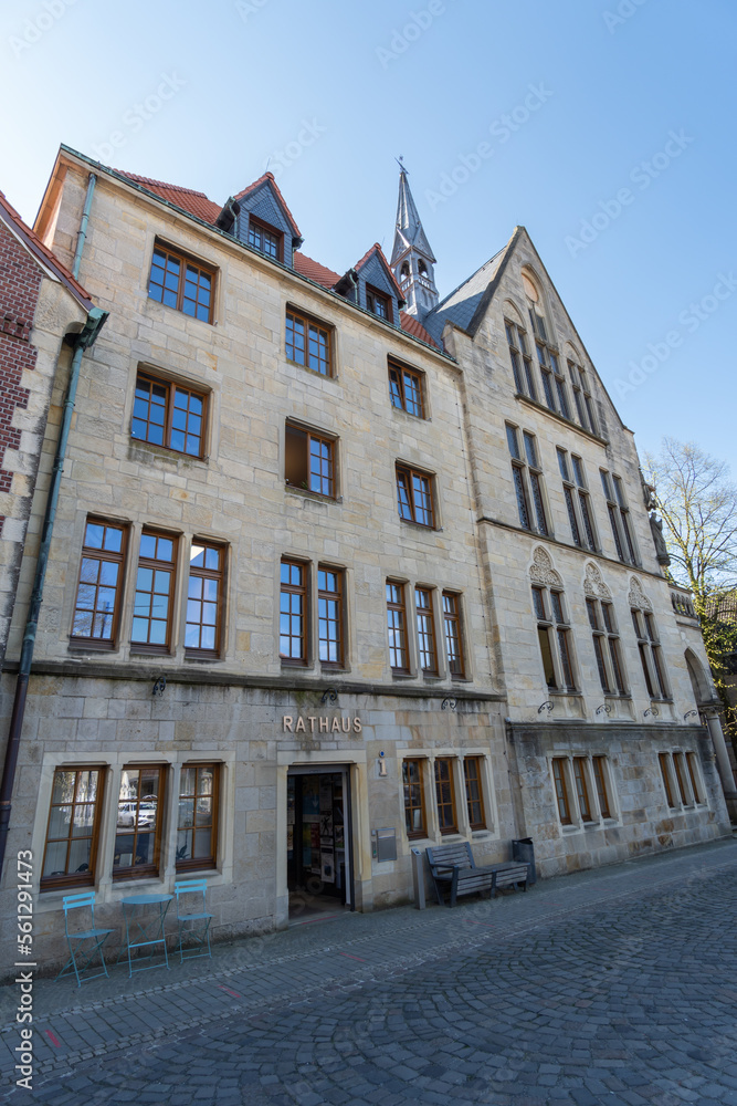 Das historische Rathaus der Stadt Billerbeck im Münsterland, Nordrhein-Westfalen
