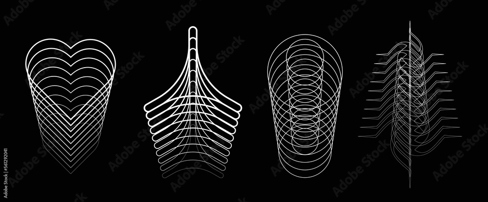 Abstract shapes collection is a trending mixture modern diverse design elements, geometric shapes. Cyberpunk retro futurism set, vaporwave. Memphis design elements for web, advertisement,poster