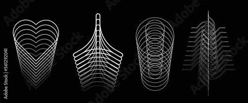 Abstract shapes collection is a trending mixture modern diverse design elements, geometric shapes. Cyberpunk retro futurism set, vaporwave. Memphis design elements for web, advertisement,poster