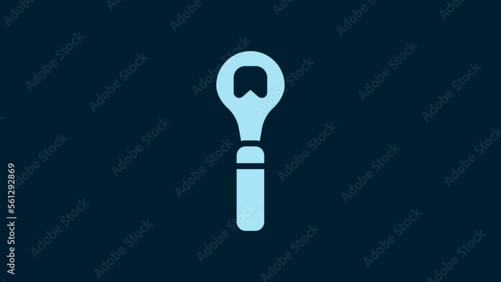 White Bottle opener icon isolated on blue background. 4K Video motion graphic animation White Bottle opener icon isolated on blue background. 4K Video motion graphic animation