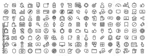 Web development icons in line style. Simple web icons set. Web icon set. Web design icons. Vector line icons set. Ui design.