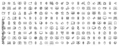 Web icon set. Icon set web design. Vector line icons set. Simple web icons set. Ui design. Web development icons in line style.