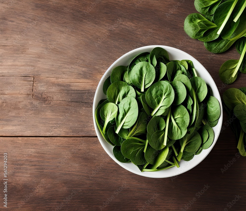 fresh green spinach leaves on a wooden background. top view. fresh green spinach leaves on a wooden background. top view.
