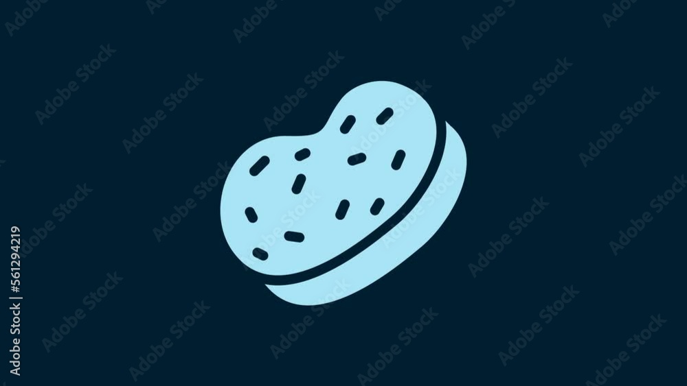 White Bath sponge icon isolated on blue background. Sauna sponge. 4K Video motion graphic animation White Bath sponge icon isolated on blue background. Sauna sponge. 4K Video motion graphic animation