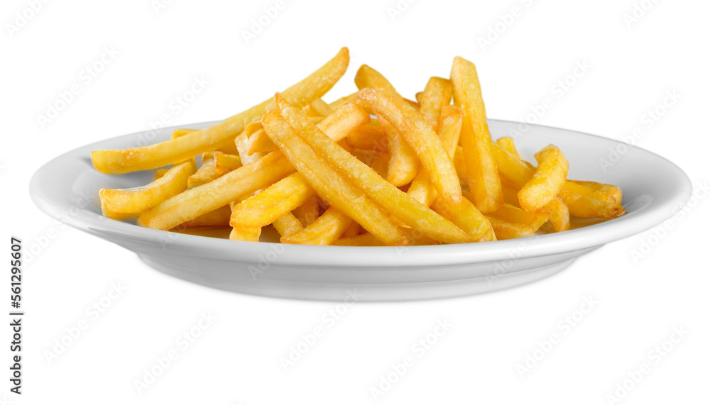 Fresh french fries in plate. Unhealthy Eating concept Fresh french fries in plate. Unhealthy Eating concept