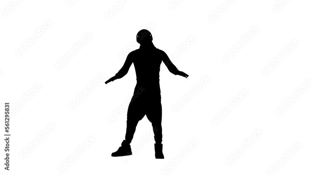 Black silhouette on a white background man dance hip hop . can use invert for alph chanel Black silhouette on a white background man dance hip hop . can use invert for alph chanel