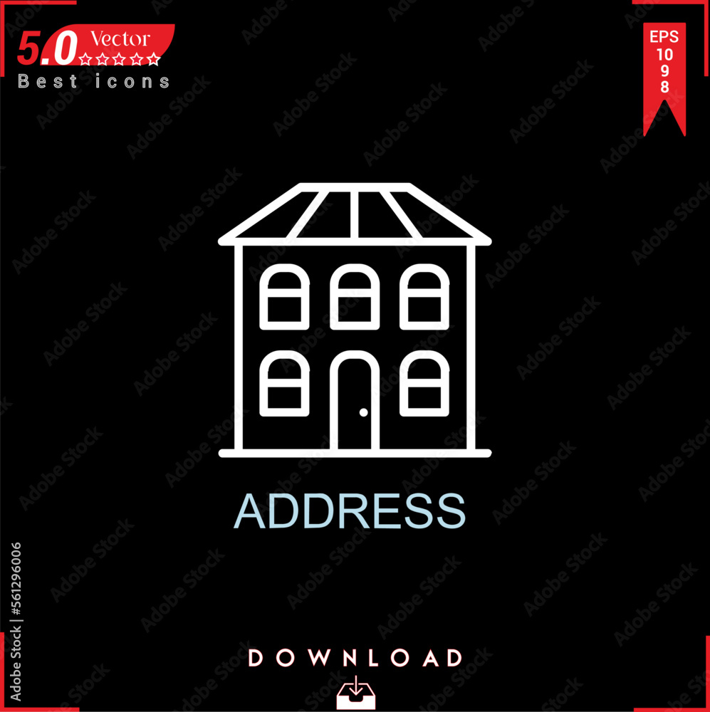 ADDRESS icon vector . Business marketing management, ADDRESS icons , simple, isolated, application , logo, flat icon for website design or mobile applications, 
UI  UX design Editable stroke. EPS10