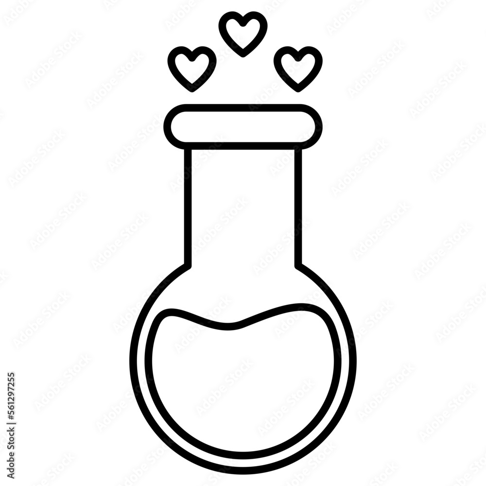 illustration of a flask with a love formula. romance valentine symbol