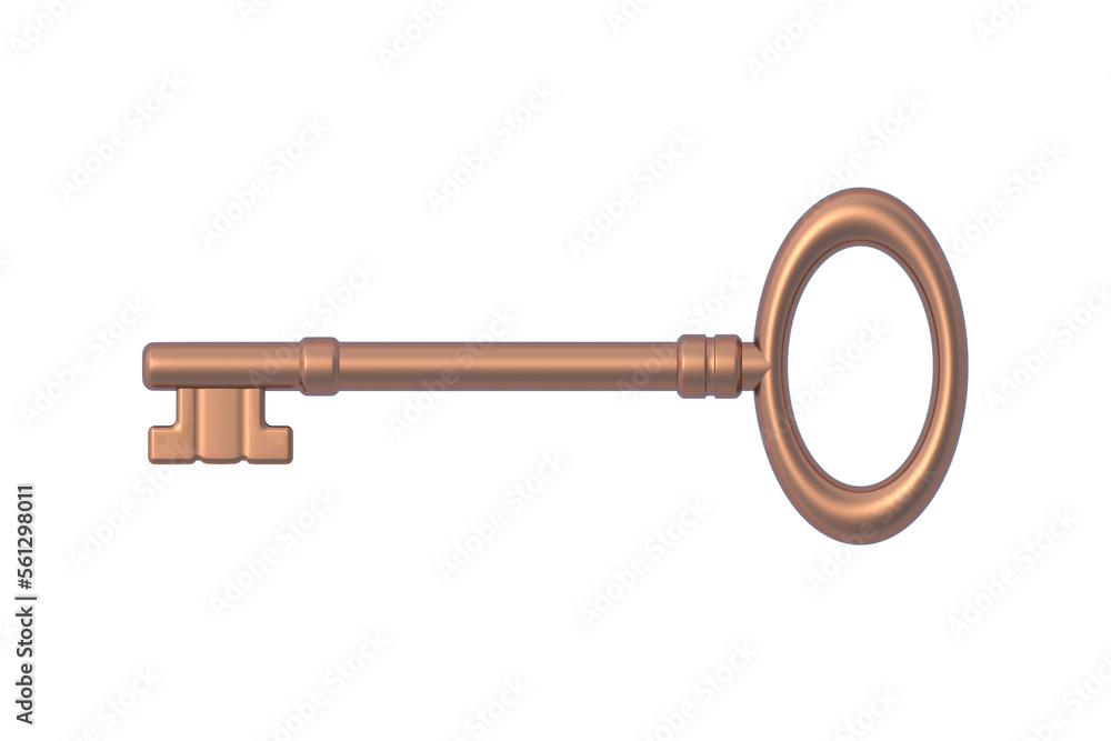 Old key isolated on white background. 3d render Old key isolated on white background. 3d render