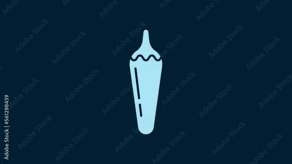 White Hot chili pepper pod icon isolated on blue background. Design for grocery, culinary products, seasoning and spice package, cooking book. 4K Video motion graphic animation White Hot chili pepper pod icon isolated on blue background. Design for grocery, culinary products, seasoning and spice package, cooking book. 4K Video motion graphic animation