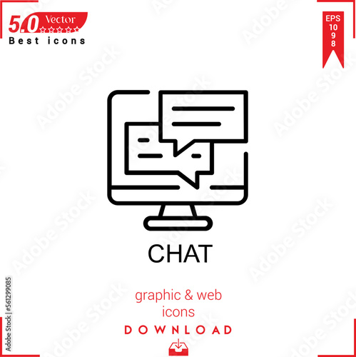 chat icon vector . Business marketing management, chat icons , simple, isolated, application , logo, flat icon for website design or mobile applications,  UI  UX design Editable stroke. EPS10 © Cavanshir