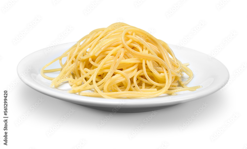 Egg pasta on white plate