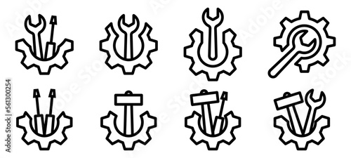 Tool icon set. Hammer  screwdriver  wrench tools icons. Instrument collection. Vector illustration