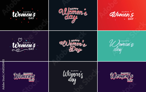 Set of cards with an International Women s Day logo