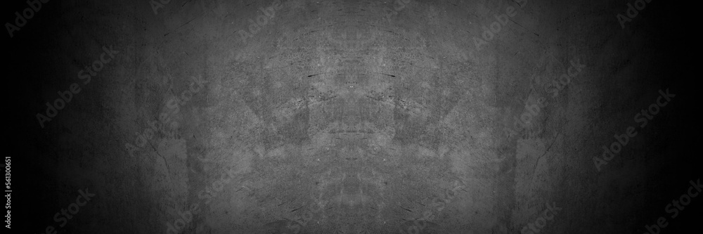 Fototapeta premium Old wall texture cement dark black gray panorama background abstract grey color design are light with white gradient background.