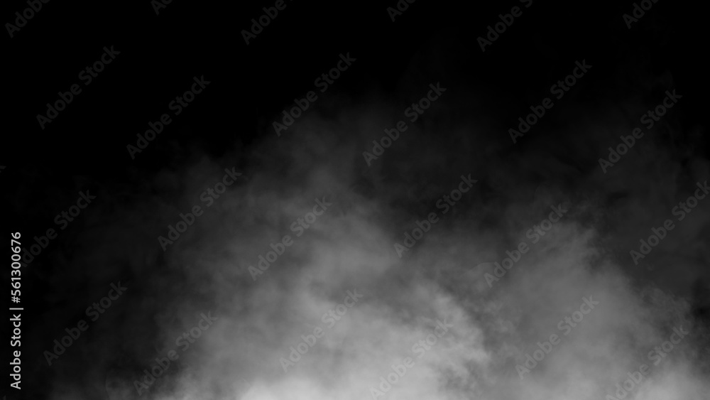 Overlays fog isolated on black background. Paranormal black and white mystic smoke, clouds for movie scenes.