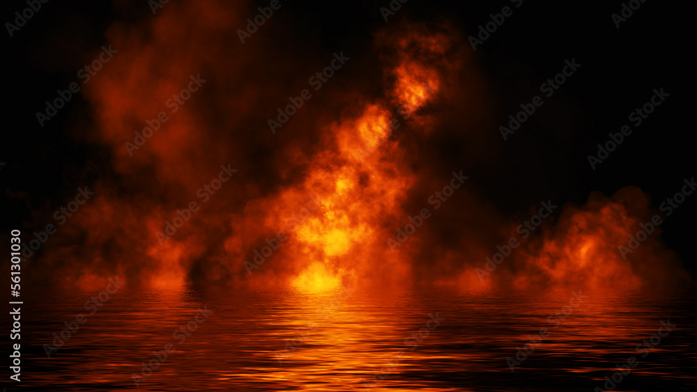 Abstract smoke steam moves on black background texture . The concept of aromatherapy. Reflection on water. Abstract smoke steam moves on black background texture . The concept of aromatherapy. Reflection on water.