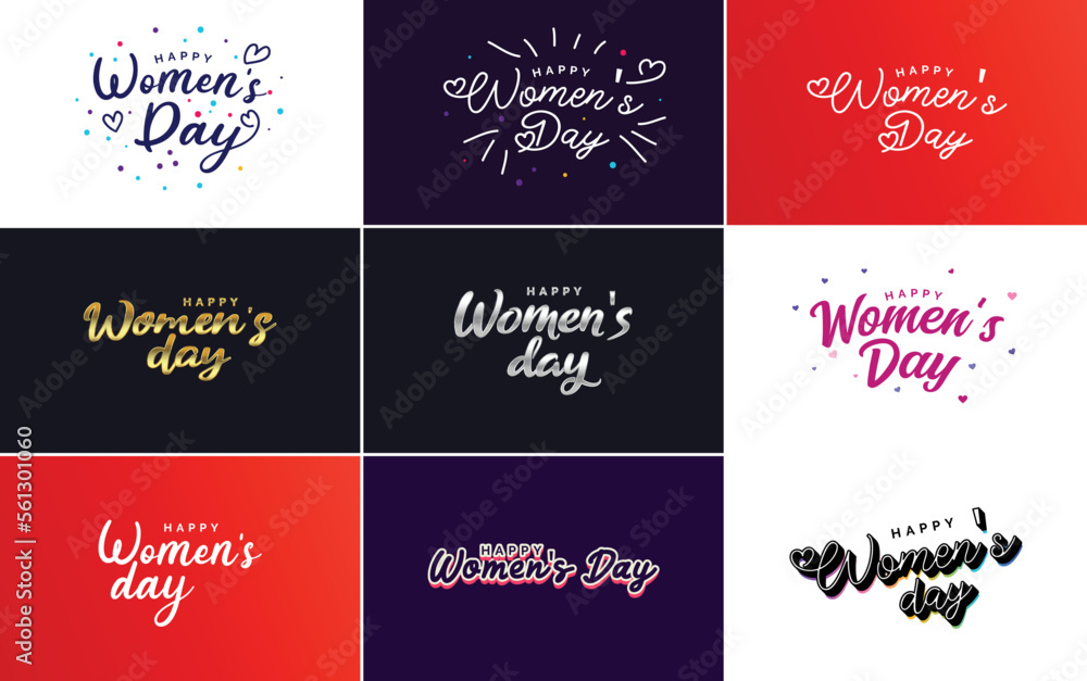 Set of cards with an International Women's Day logo