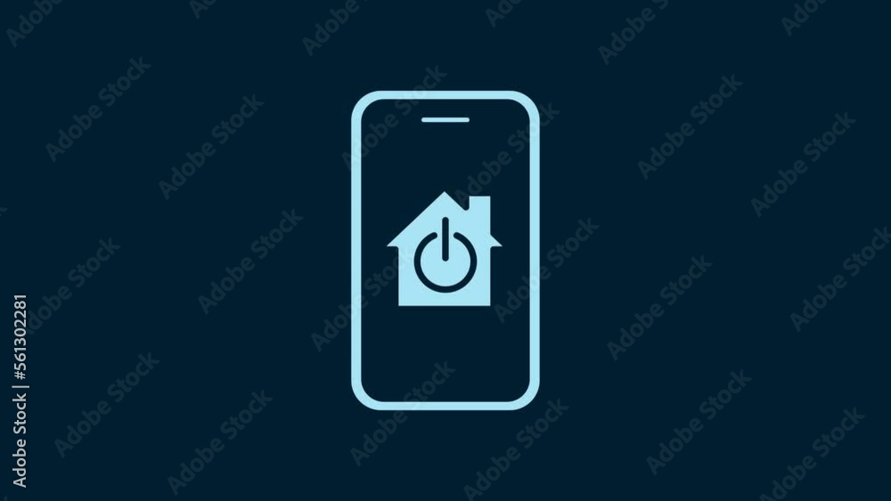 White Mobile phone with smart home icon isolated on blue background. Remote control. 4K Video motion graphic animation White Mobile phone with smart home icon isolated on blue background. Remote control. 4K Video motion graphic animation