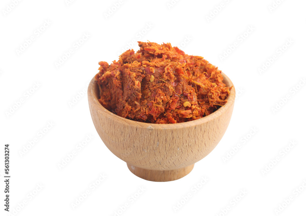 Chili peppers in wooden cup on white background Chili peppers in wooden cup on white background