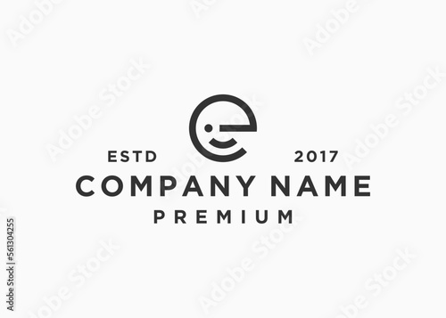 letter e smile logo design vector illustration template