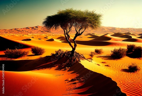 Desert Rub  al Khali  Emirates  Abu Dhabi. Beautiful landscape with the sunset