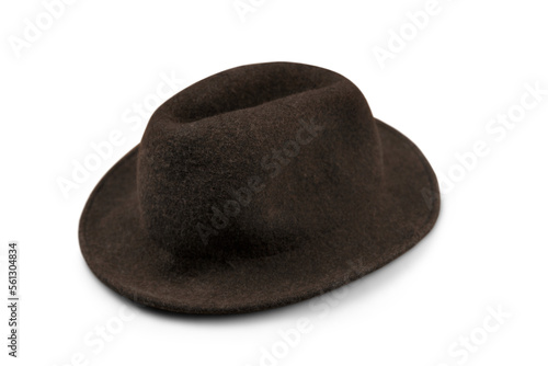 Old fashioned black hat isolated on white background