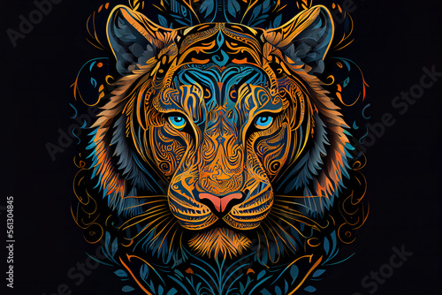 Tiger head Fokus ethnic ornamental ornaments painting