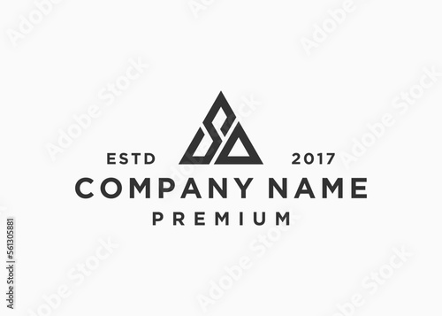 letter so triangle logo design vector illustration template