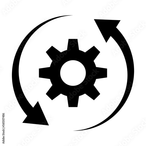 Update gear icon. Rotating gear and arrows. Data backup. Vector.