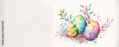 Easter Egg watercolour With copy space (Generative Art)