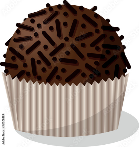 Brigadeiro, brazilian typical chocolate ball dessert icon. Vector illustration