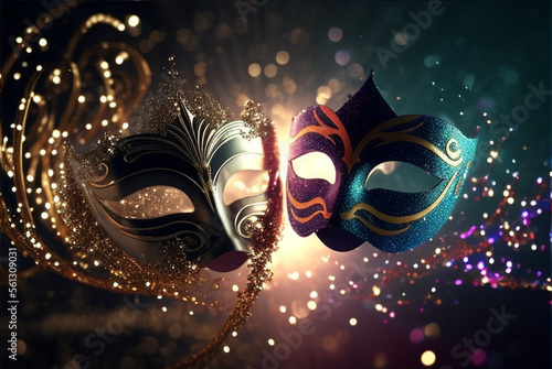 Fondo Máscaras de Carnaval luces - Light Mask Carnival Background - Generative AI