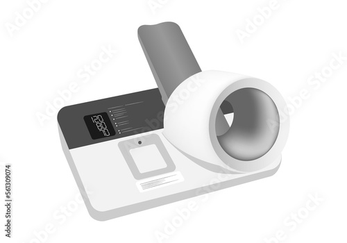 Hypertension digital tonometer. Vector illustration of medical electronic sphygmomanometer