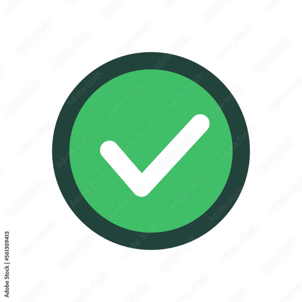 Check mark button icon. Decision button. Vector. Check mark button icon. Decision button. Vector.