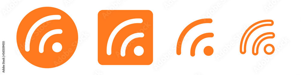 Icon set for RSS and feed. News and blog subscription buttons. Vectors. Icon set for RSS and feed. News and blog subscription buttons. Vectors.