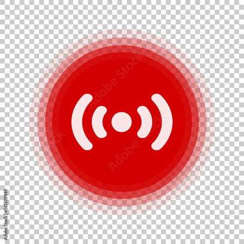 Live streaming icon emitting red waves isolated on transparent background. Live streaming or live broadcast. Vector.