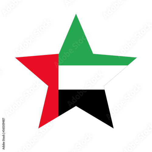 United Arab Emirates flag in the shape of a star. Vector.