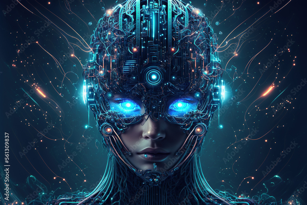 Artificial intelligence visualisation, futuristic cybernetic robot concept. AI Artificial intelligence visualisation, futuristic cybernetic robot concept. AI
