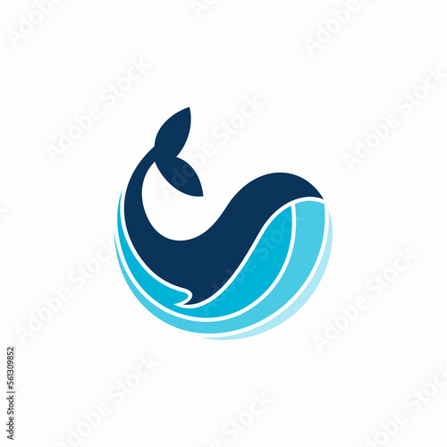 abstract whale logo design vector