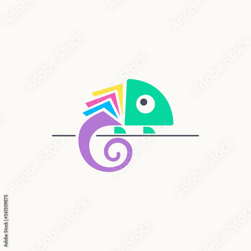 chameleon book animal illustration logo
