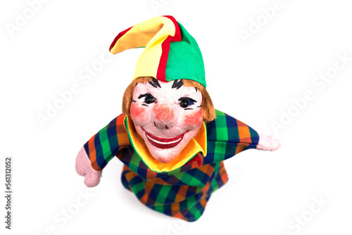 Bilde på lerret funny punch puppet kasper isolated on white background