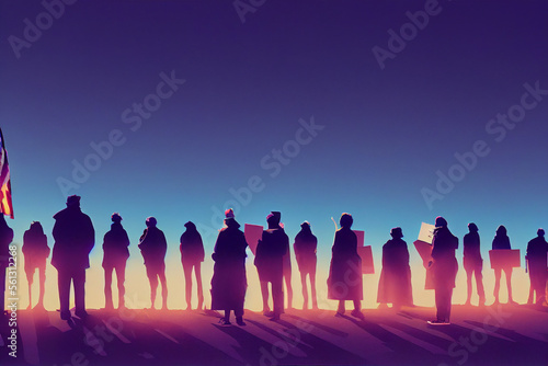 A group of people with American flag ready for change hope for the future